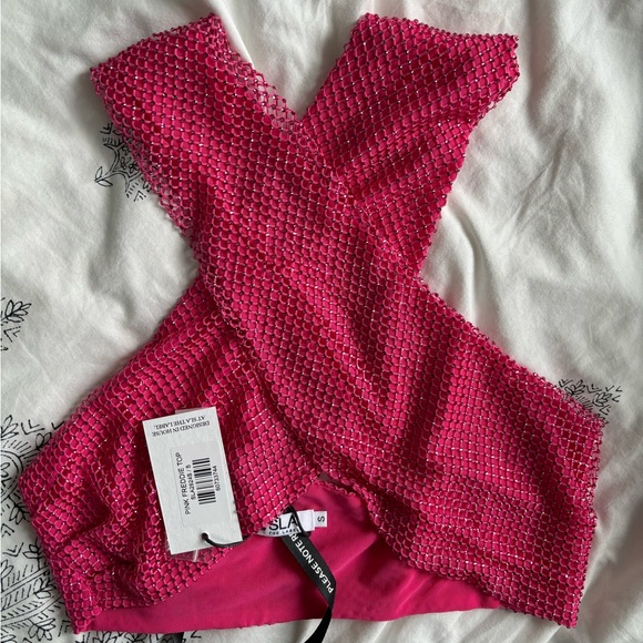 SLA the Label Freddie Diamanté Top in Pink - Picture 3 of 3